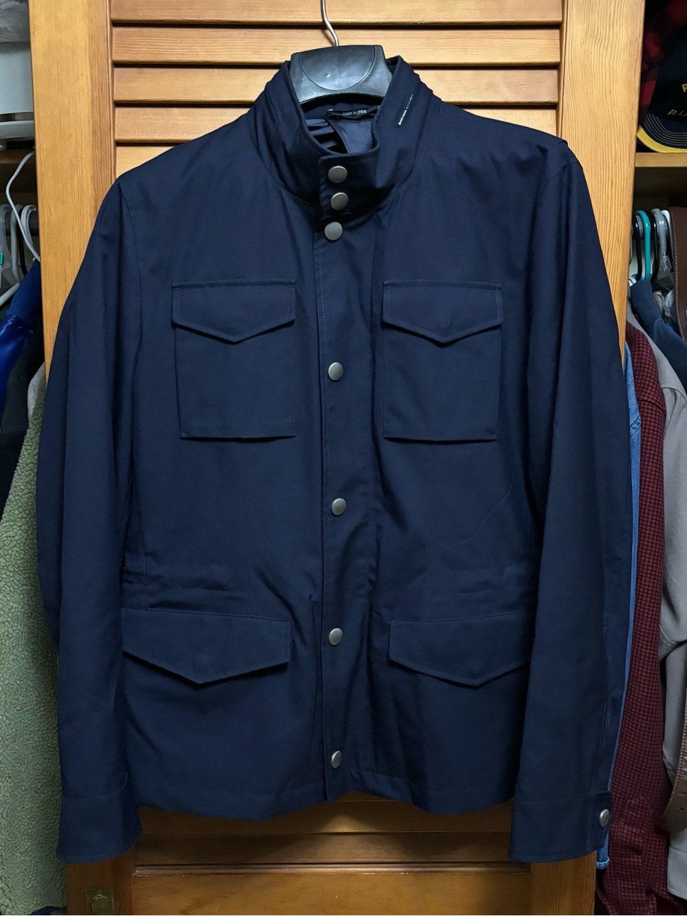Suitsupply Field Jacket Blue Milford VBC Wool Blend Water-Repellent Full Zip